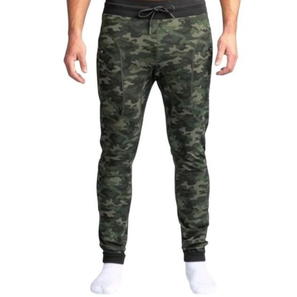 BYLT Camo Green Elite Joggers Large Men's Athletic Drawstring Stretch Zip pocket